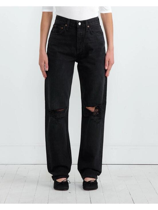 Agolde Denim - Agolde‎ 90s Pinch Waist Jeans Sz 30 High-Rise Straight-Leg Distressed Black Goth